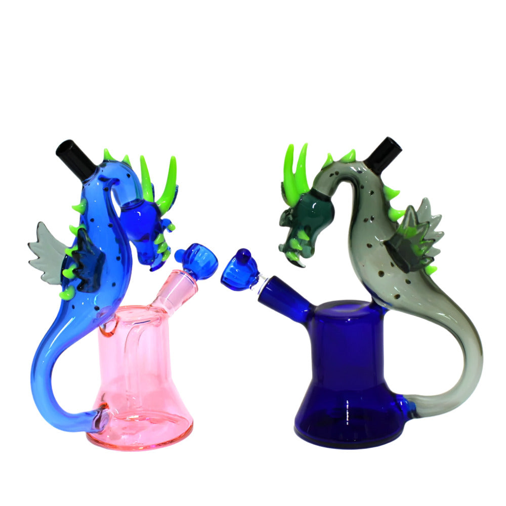 Dragon design water pipe glass bong with 14mm male banger featuring detailed dragon artwork durable glass construction and smooth water filtration for clean airflow
