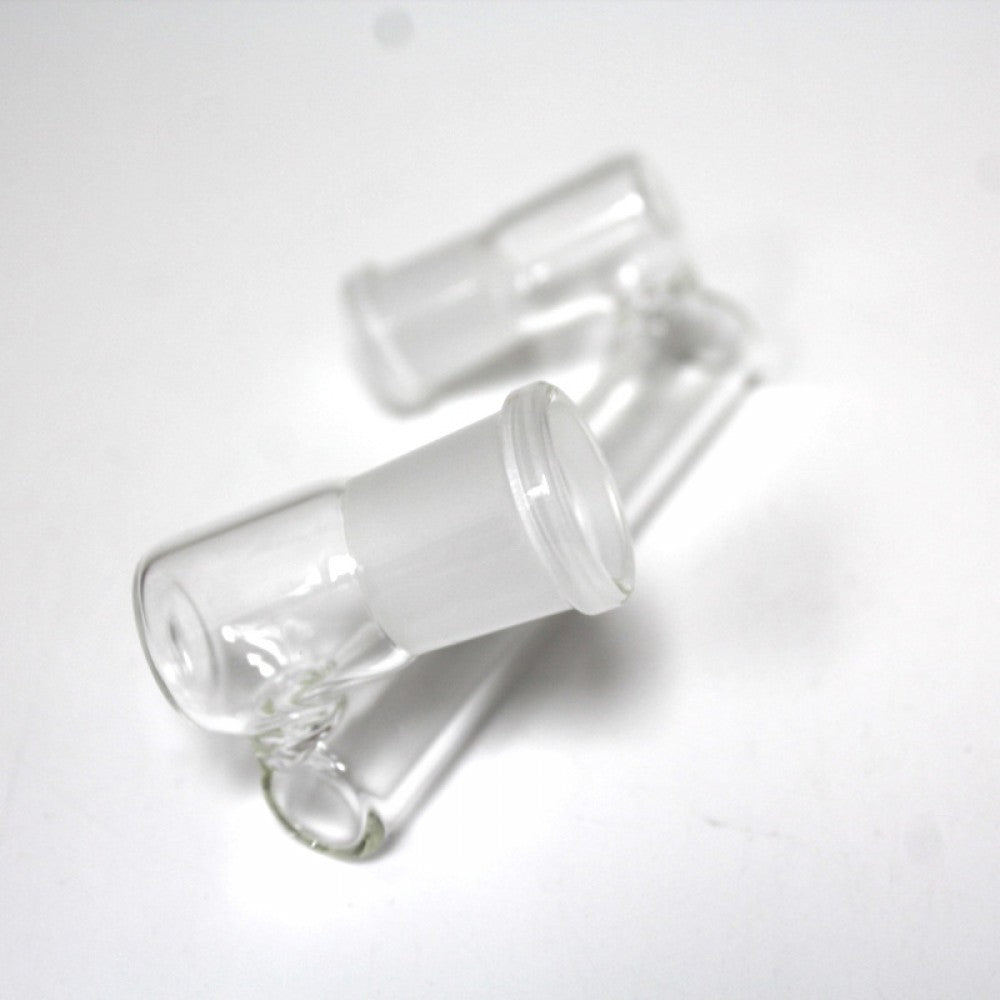 Drop down sidecar adapter glass connector for dab rig, compatible with 14mm and 18mm joints for smooth airflow and angle adjustment