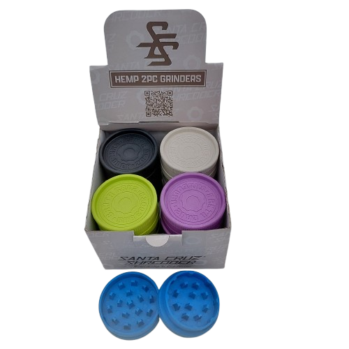 Premium Santa Cruz hemp herb grinder 2 piece design in 12pc set for bulk use and convenience