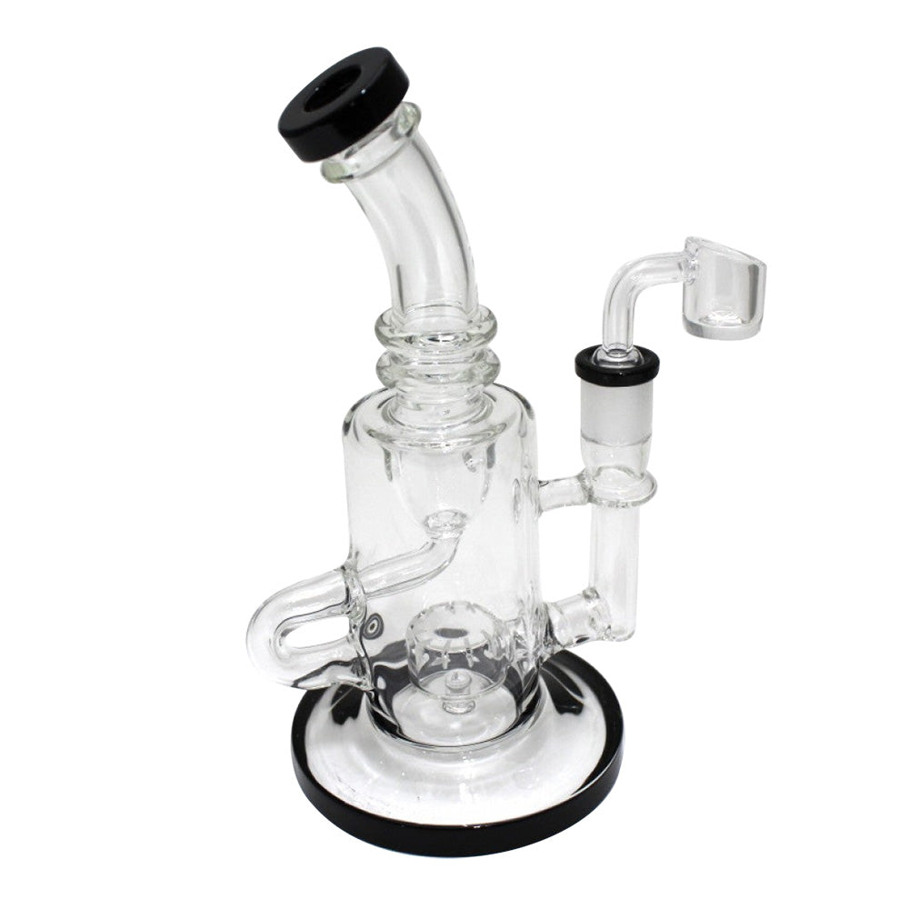 Color tube recycle handle dab rig glass water pipe with 14MM male banger, durable eco-friendly build with smooth filtration and stylish vibrant design.