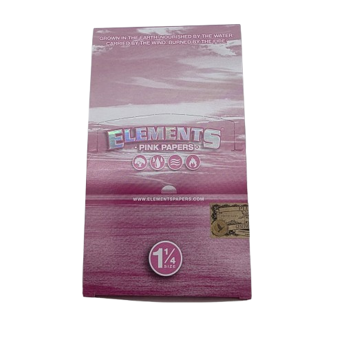 Elements Pink Papers 1 1/4 Size ultra-thin rice rolling papers designed for a clean taste, slow even burn, and smooth rolling experience.