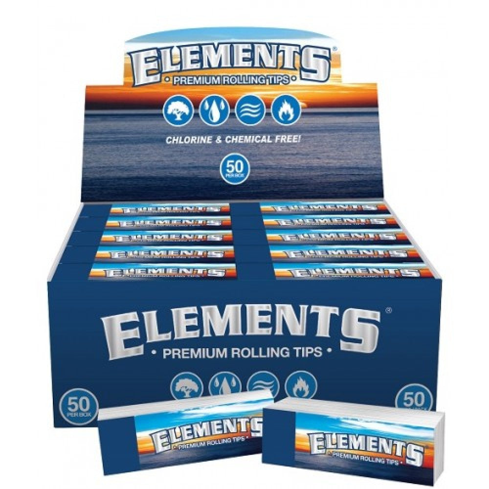 Elements premium rolling tips 50 count pack, natural unrefined perforated filter tips for easy rolling, strong structure and clean smoking experience.