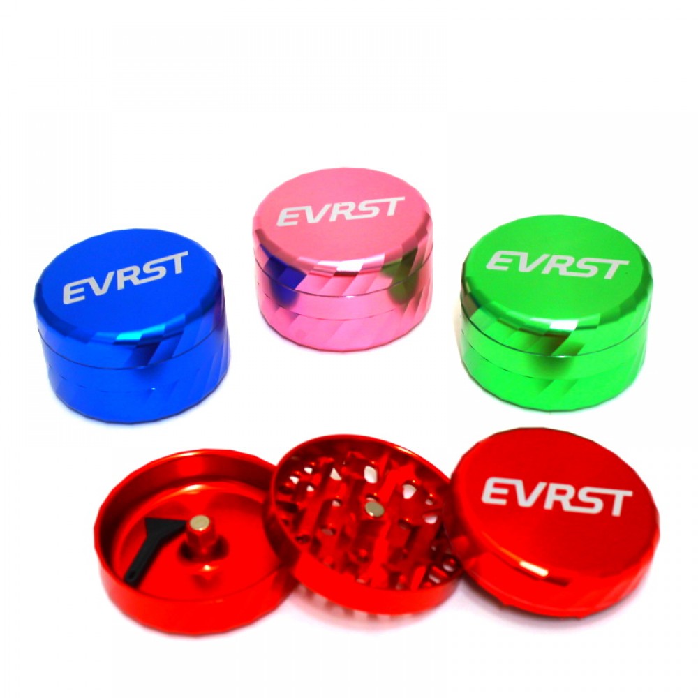 EVRST 63mm 3-part heavy-duty metal grinder with sharp teeth, durable construction, and smooth grinding performance for herbs and spices.