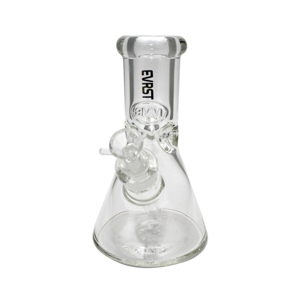 EVRST 9mm thick clear beaker water pipe made from durable borosilicate glass with stable beaker base and smooth filtration for everyday use.