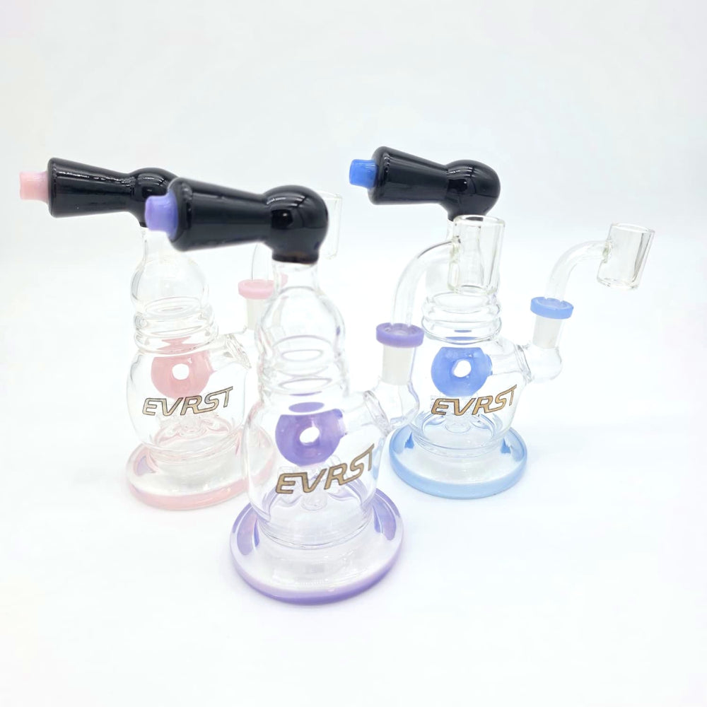 Evrst Side Car Design Percolator Tube Color Dab Rig Water Pipe with 14MM male banger and durable borosilicate glass construction