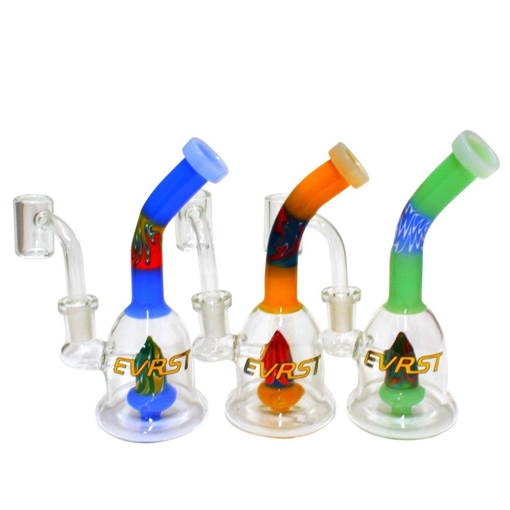 EVRST tube zig zag color dab rig water pipe with 14mm male banger, durable glass construction and smooth water filtration with vibrant color design.