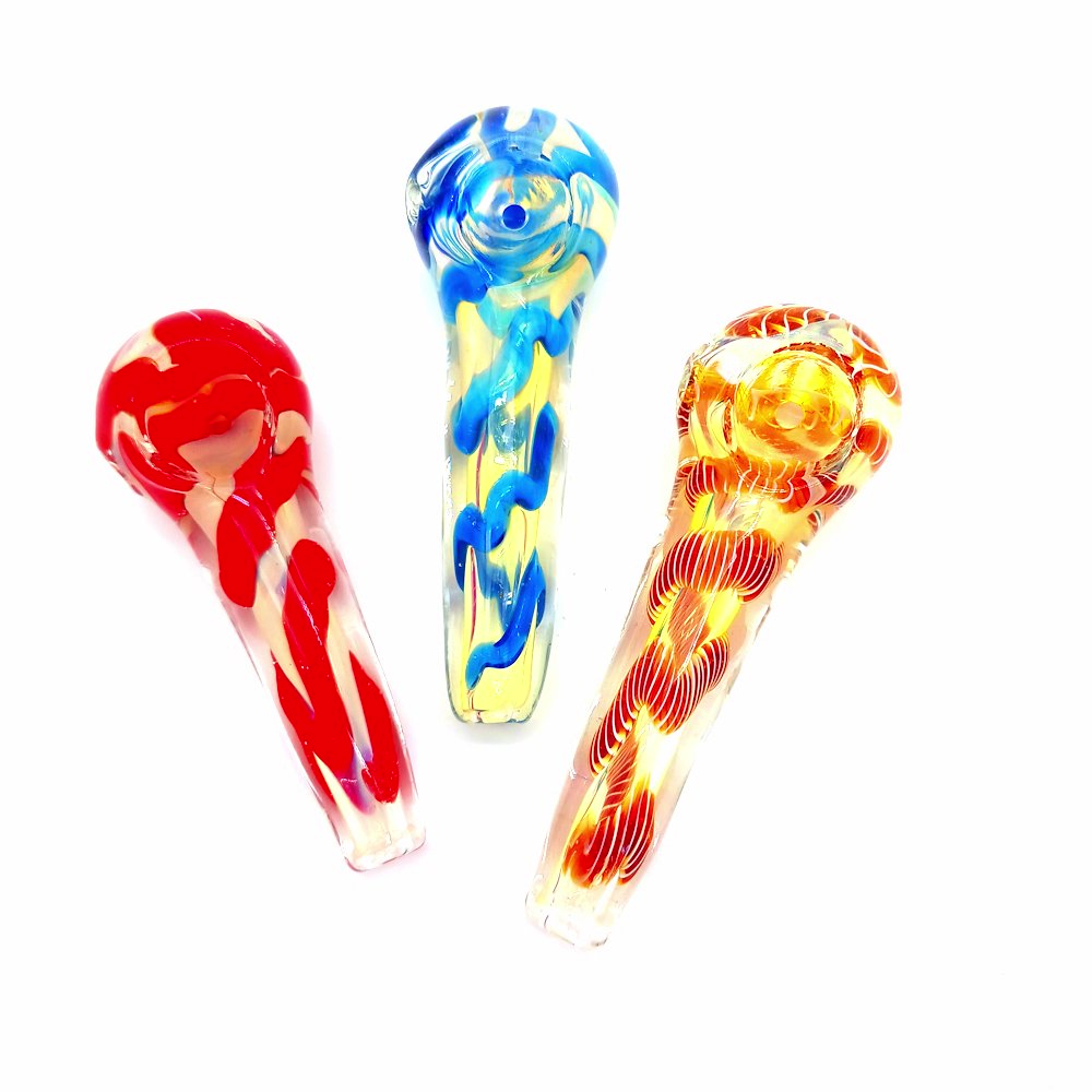 Fancy design glass hand pipe featuring elegant artistic glasswork, durable thick glass construction, and compact ergonomic handheld design for smooth and stylish use.