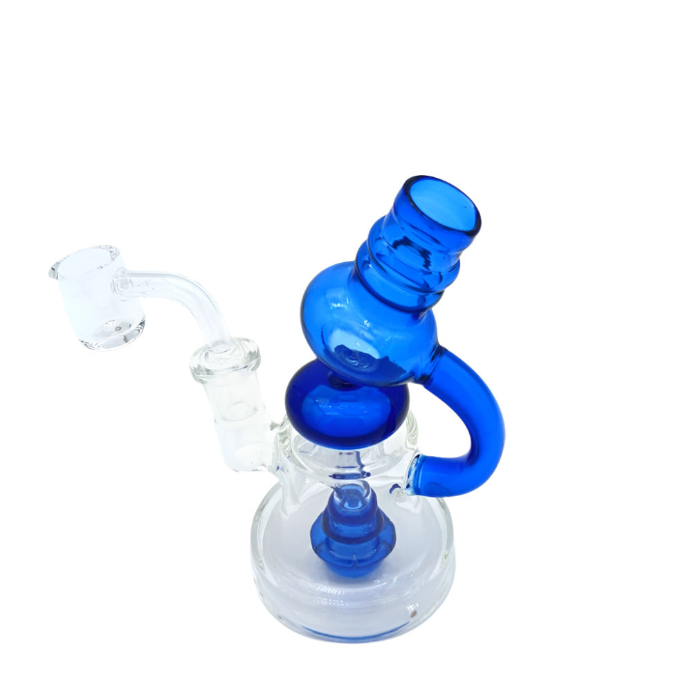 Fancy glass dab rig water pipe featuring a 14mm male handle bowl, sturdy handcrafted design, and smooth vapor diffusion performance.