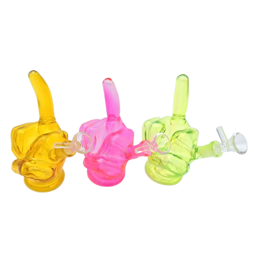 Finger design water pipe made from durable glass, featuring unique finger-inspired artwork, stable base, and smooth filtration system
