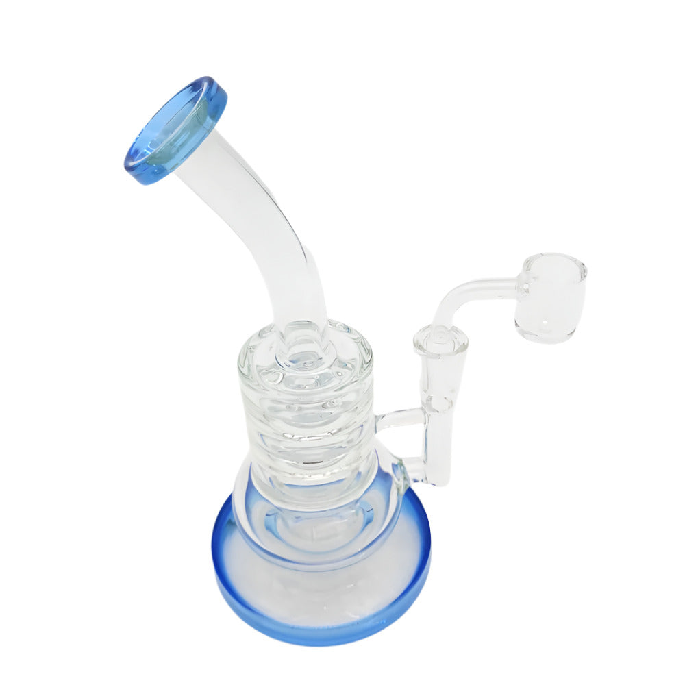 Flat bottom ring design water pipe made from durable borosilicate glass with stable base support, smooth filtration, and clean cooled vapor hits.