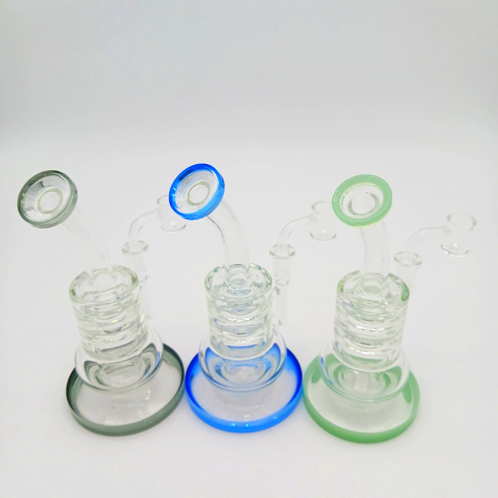 Flat bottom ring glass water pipe with stable base design, durable borosilicate build, and smooth filtration for clean and cooled vapor hits.