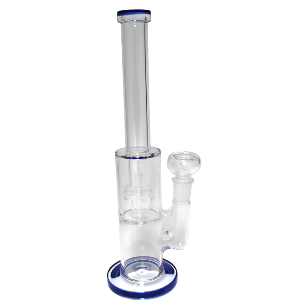 Flat bottom straight glass water pipe with percolator chamber designed for smooth filtration, stable base, and clean smoking experience.