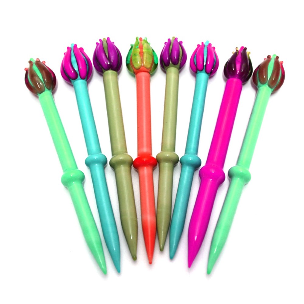 Flower top glass dab tool decorative and durable accessory for handling concentrates with precise and smooth application