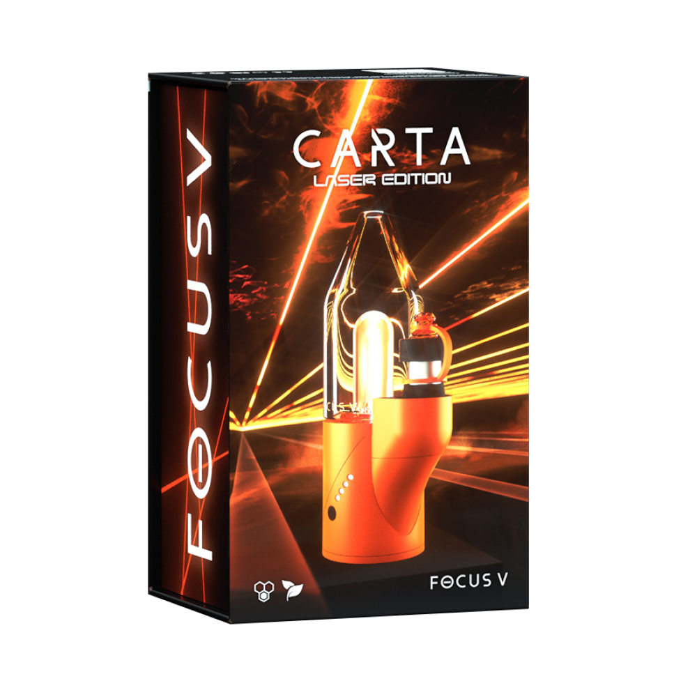 Focus V Carta Laser Edition smart electric dab rig featuring premium design, advanced temperature control, and high-performance concentrate vaporization technology.