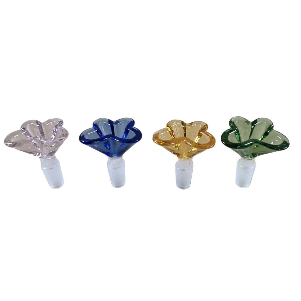 Decorative flower design glass bowl with 14mm male joint offering heat resistance, durability, and easy compatibility.