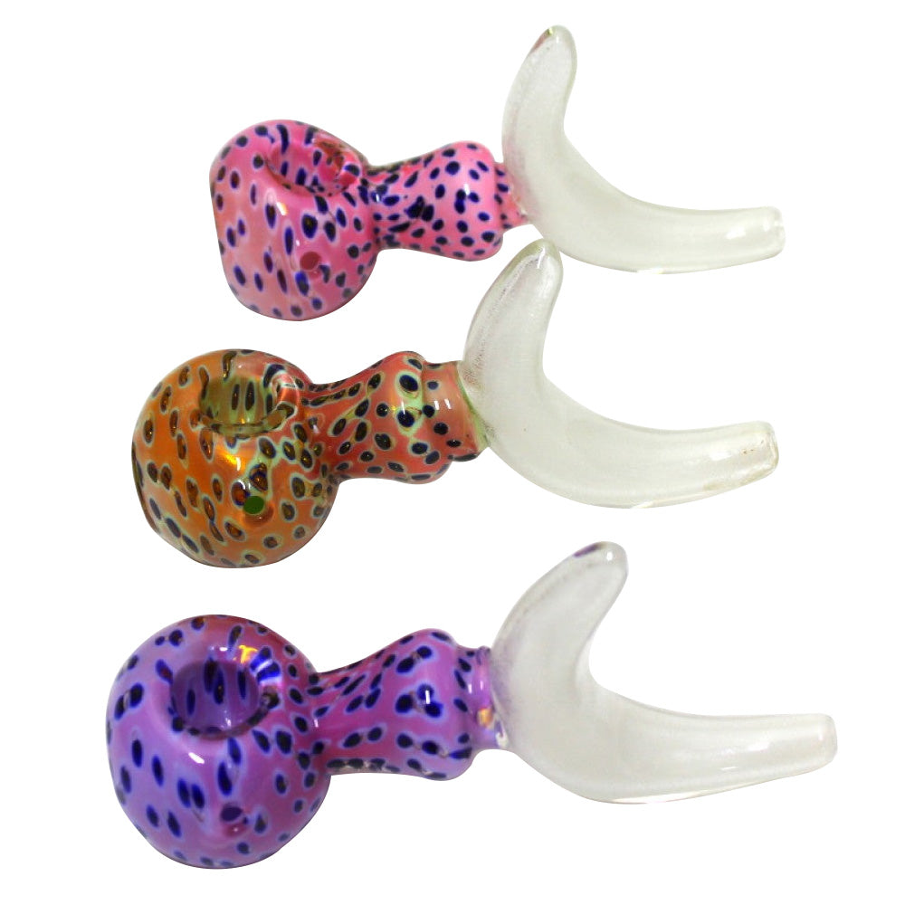 Moon Glow in the Dark Glass Hand Pipe featuring luminous glow effect, durable handcrafted glass construction, and unique celestial-inspired design.