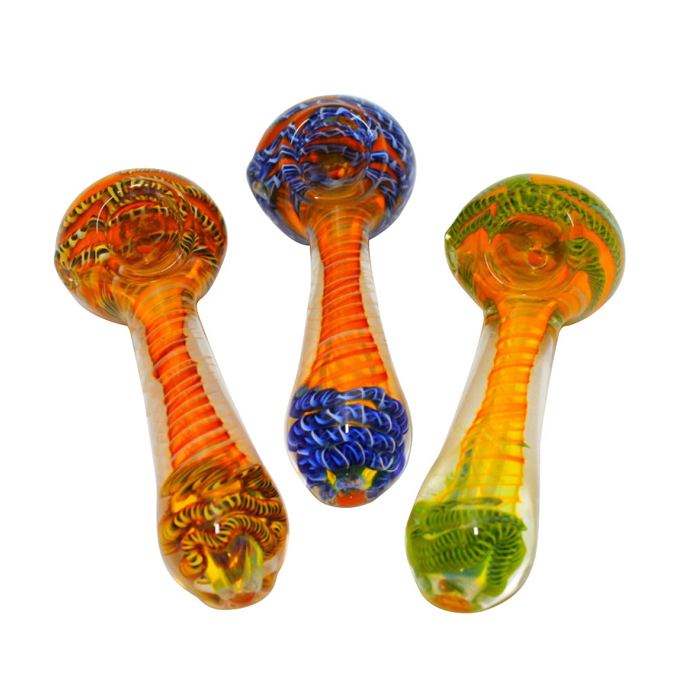 Gold Fumed Multi Color Heavy Duty Glass Hand Pipe with durable glass construction, gold fumed finish, vibrant color accents, and smooth airflow