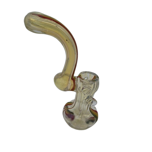 Premium gold fumed glass bubbler with rasta swirl design sherlock style and durable heavy duty build