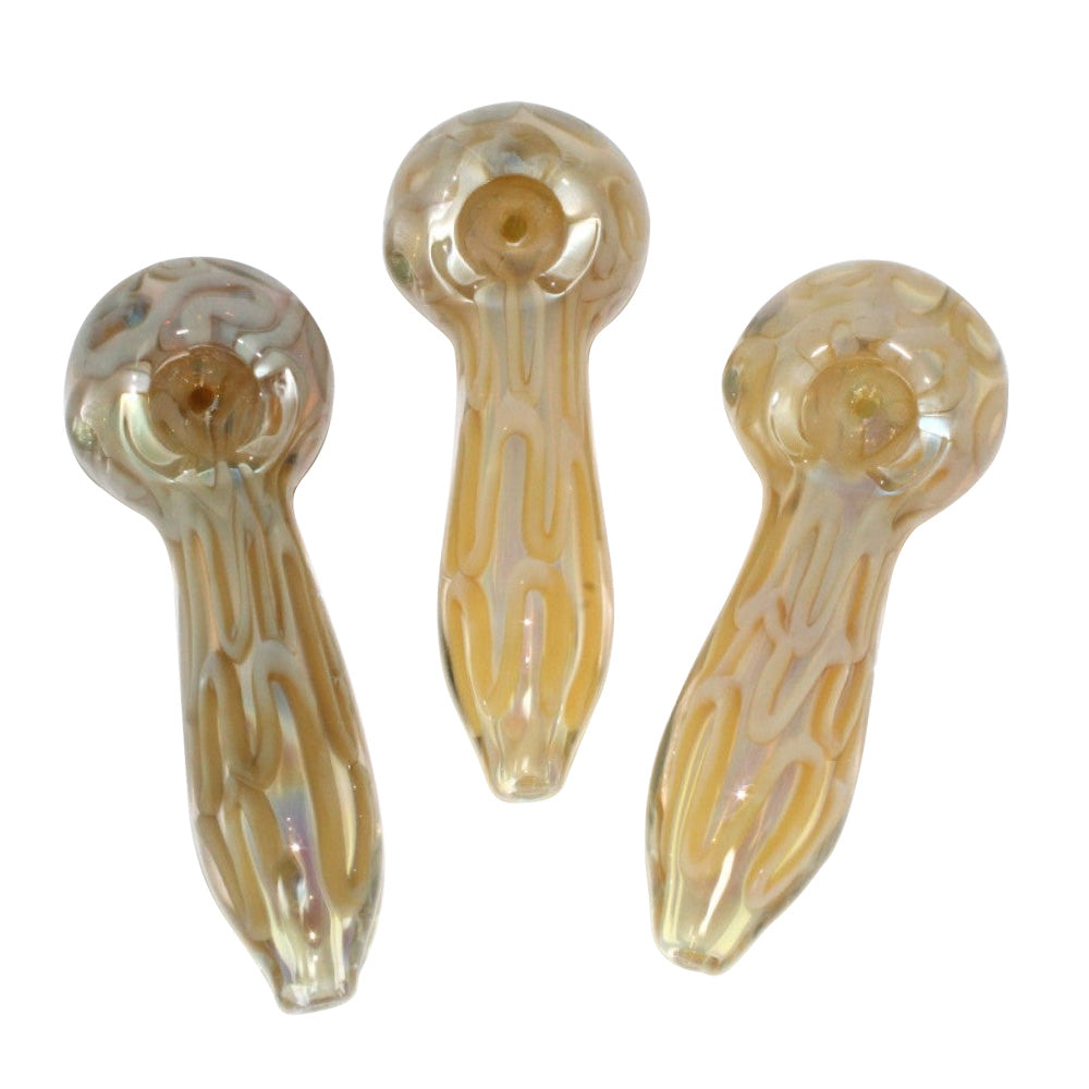 Gold Fumed Swirl Heavy Duty Glass Hand Pipe with Thick Borosilicate Glass and Artistic Swirl Pattern Design
