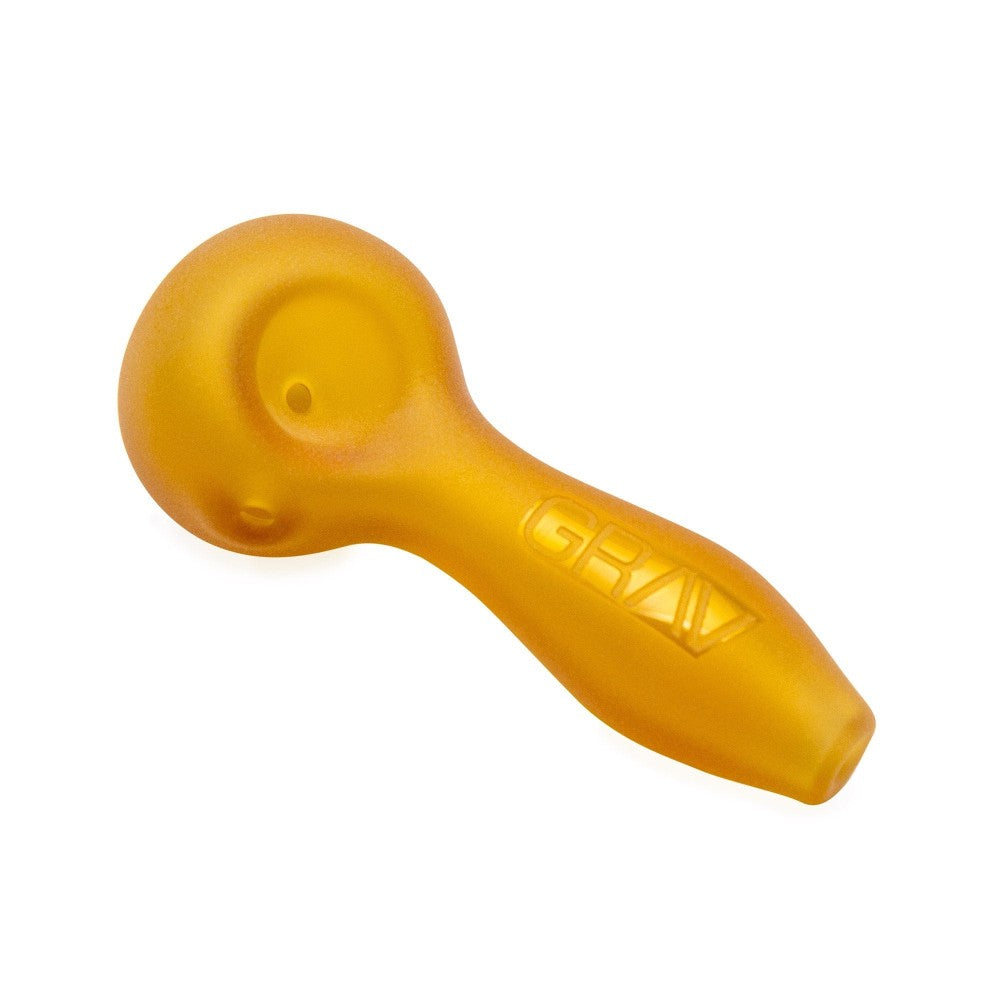 GRAV Sandblasted Spoon Glass Pipe with Textured Finish and Durable Borosilicate Glass Construction**
