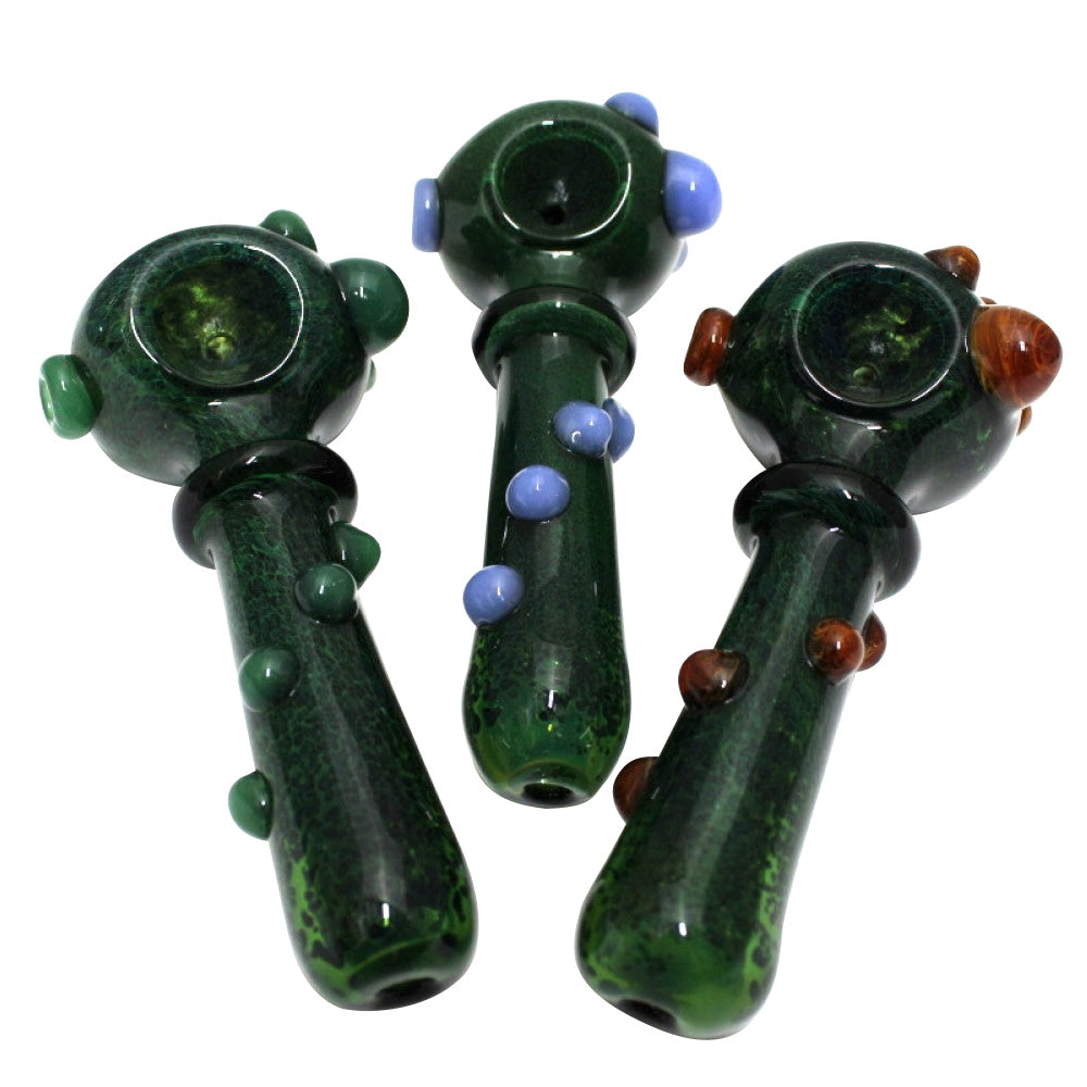 Green Color Cubed Design Heavy Duty Glass Hand Pipe with Thick Borosilicate Glass and Unique Cube Pattern Design**