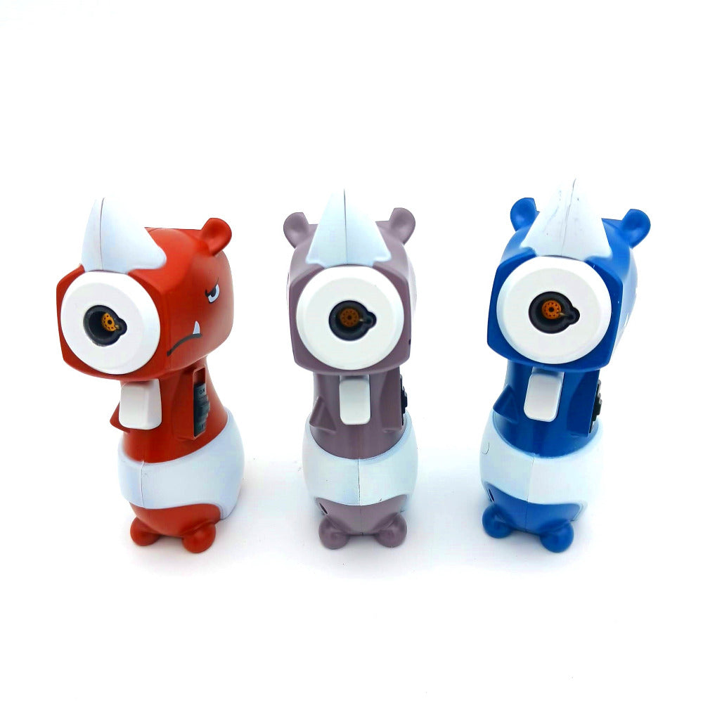 GT-037 Clickit cartoon rhino mini torch lighter 12pcs box, designed with a cute rhino shape, powerful jet flame, and durable portable construction for reliable use.
