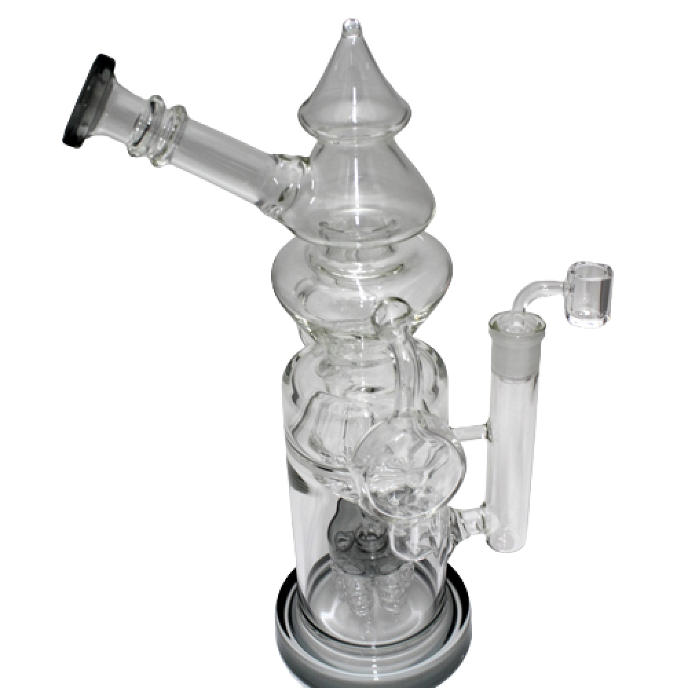 New Handled Design Side Arm Dab Rig Water Pipe with 18MM Male Banger featuring durable glass construction, ergonomic handle, and smooth filtration performance.
