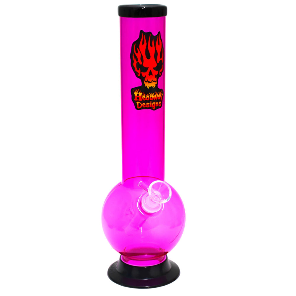 Headway Designs acrylic bubble straight water pipe with glass downstem and 14mm male bowl, featuring a bubble-style base, durable acrylic body, and glass-on-glass setup for smooth filtration.