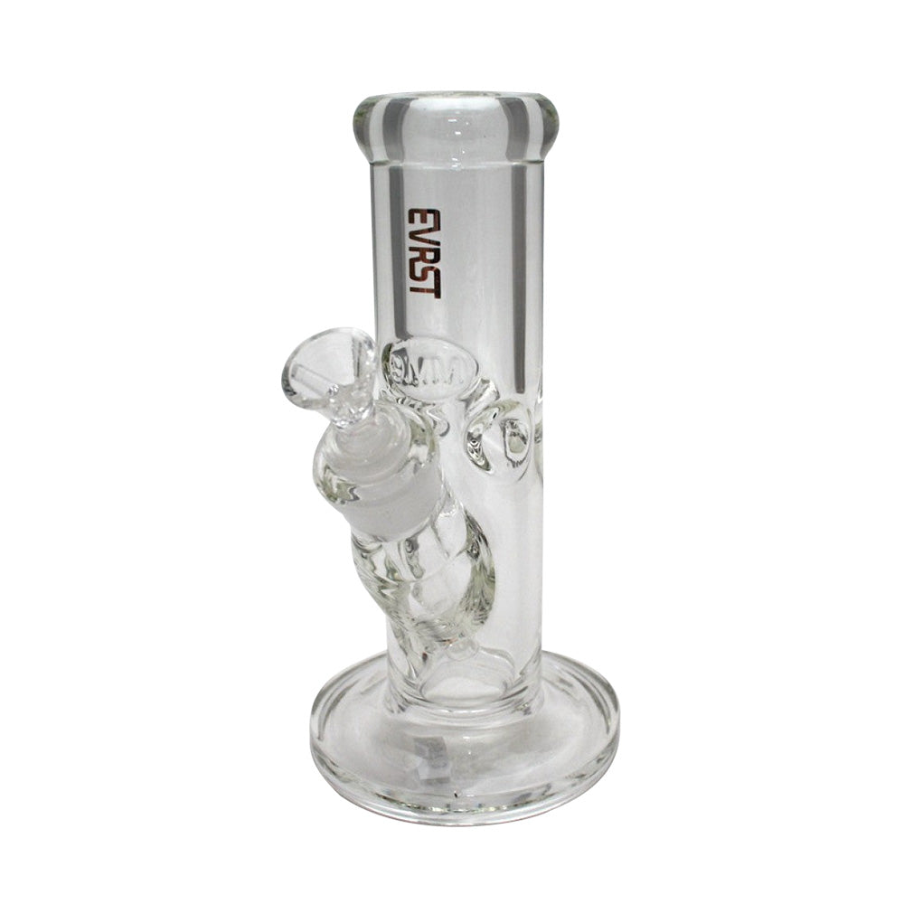 Thick flat bottom straight shooter water pipe with removable downstem and 14mm male bowl, durable glass-on-glass design for smooth filtration and stable use.