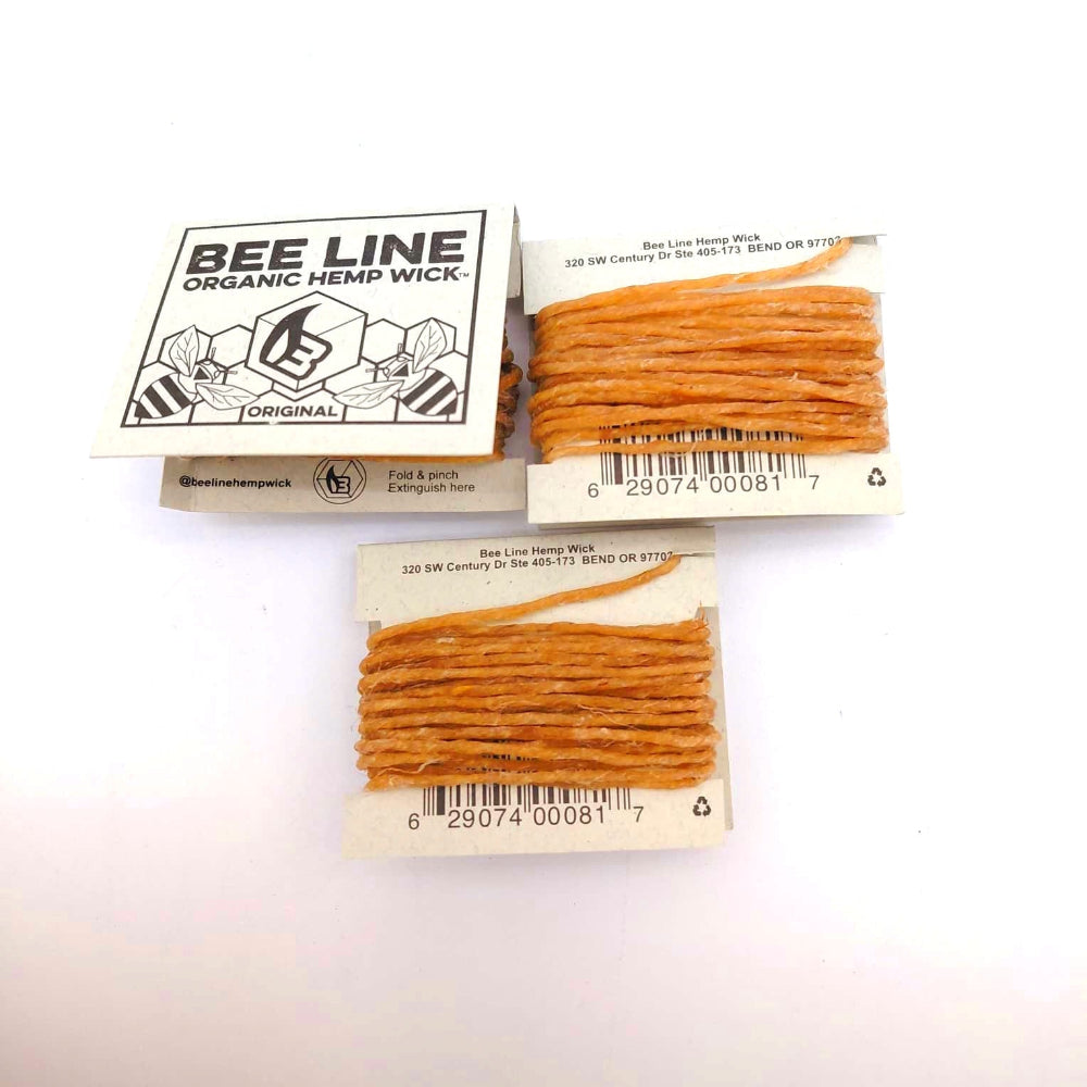 Natural hemp wick Beeline thin 9ft roll 21 count pack for smooth and chemical-free flame.