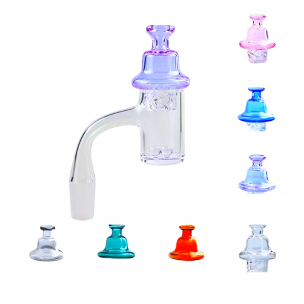 High purity quartz banger terp pearl carb cap set designed for smooth airflow, heat resistance, and efficient vapor performance.
