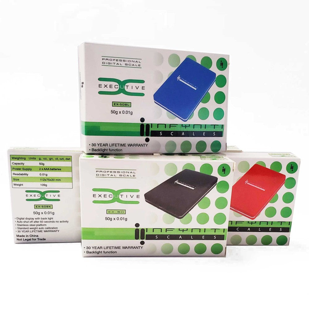 Infyniti EX-50 pocket scale featuring LED backlit display for easy reading in any lighting