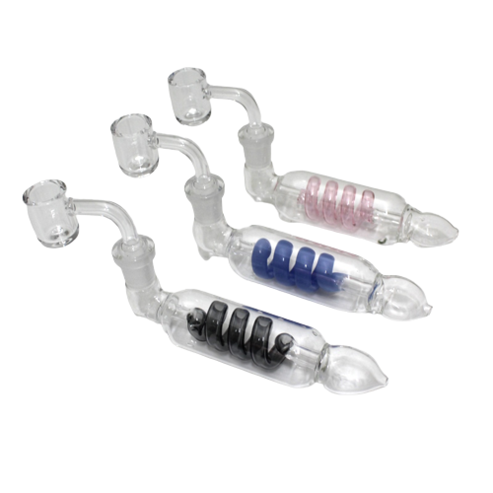 Inner coil design handled set with 14MM male banger featuring durable glass construction, ergonomic handle, and water filtration for smooth and clean hits.