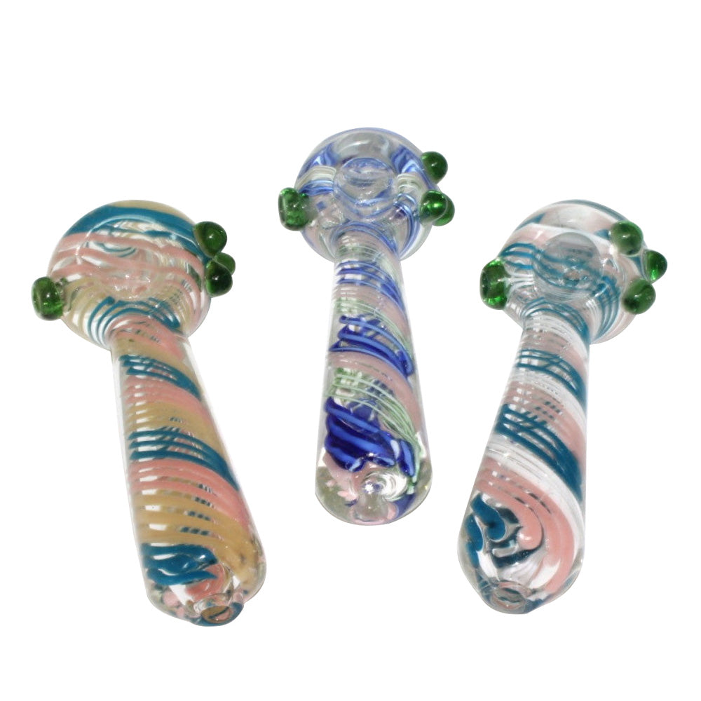 Inner Multi Swirl Color Heavy Duty Glass Hand Pipe with durable glass construction, colorful inner swirl patterns, and smooth airflow design