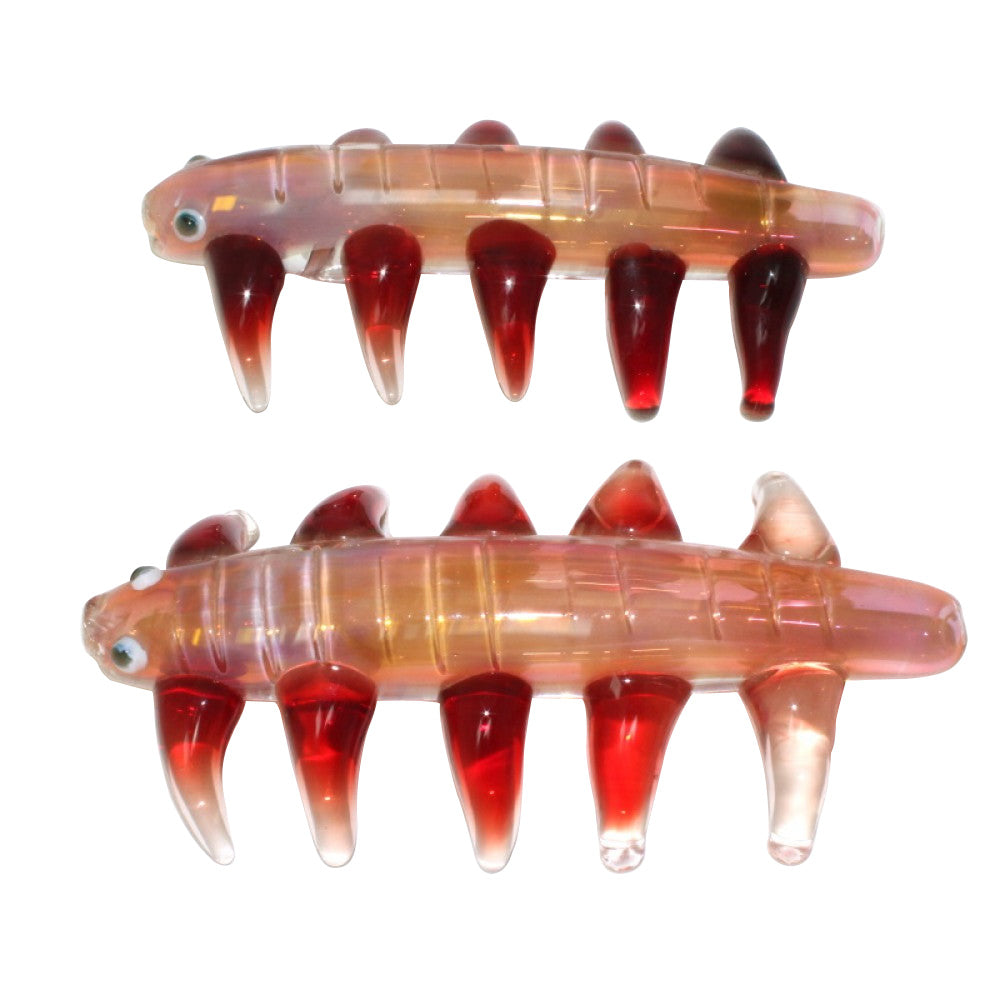 Insect Design Spiked Gold Fumed Glass Hand Pipe with Artistic Spiked Details and Color Shifting Borosilicate Glass