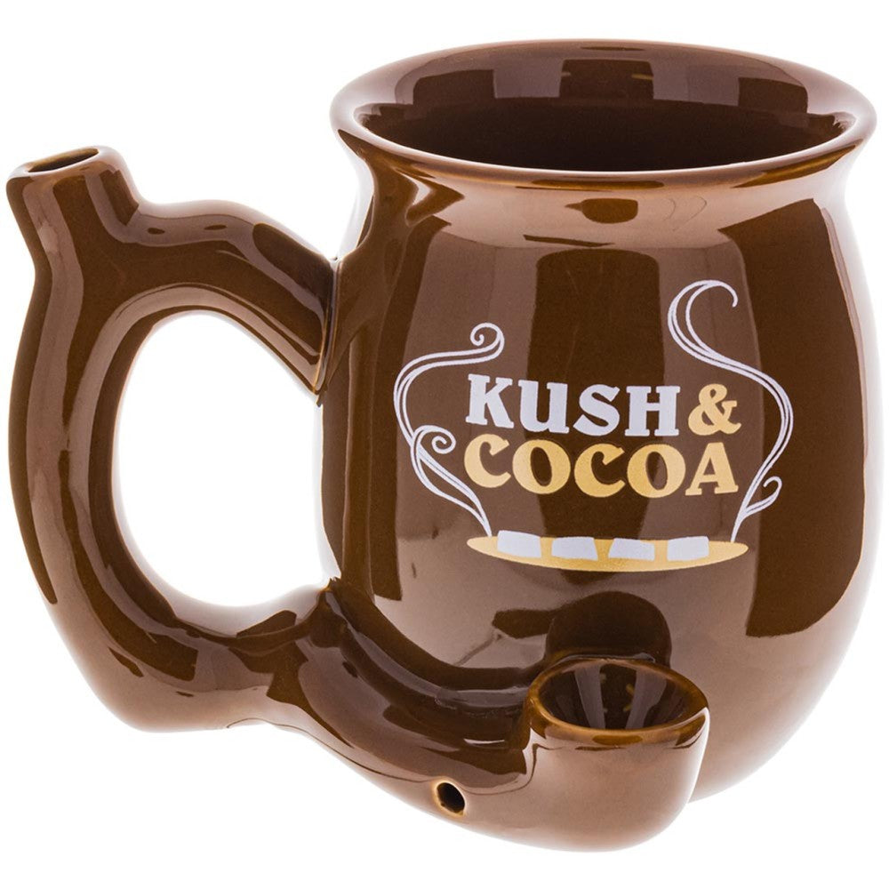 Kush and Coca Ceramic Fancy Design Cup with Integrated Hand Pipe and Durable Ceramic Construction**
