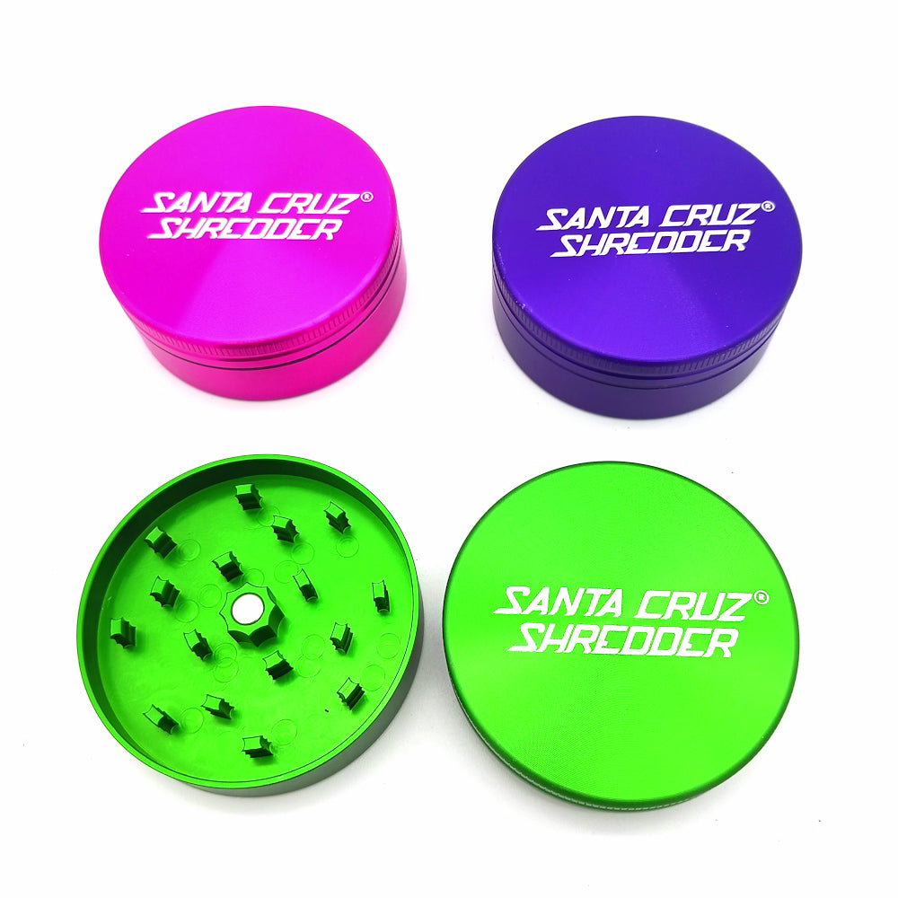 Large size 2 Part aluminium grinder Santa Cruz Shredder style with strong build, precision teeth, and durable heavy-duty grinding design.