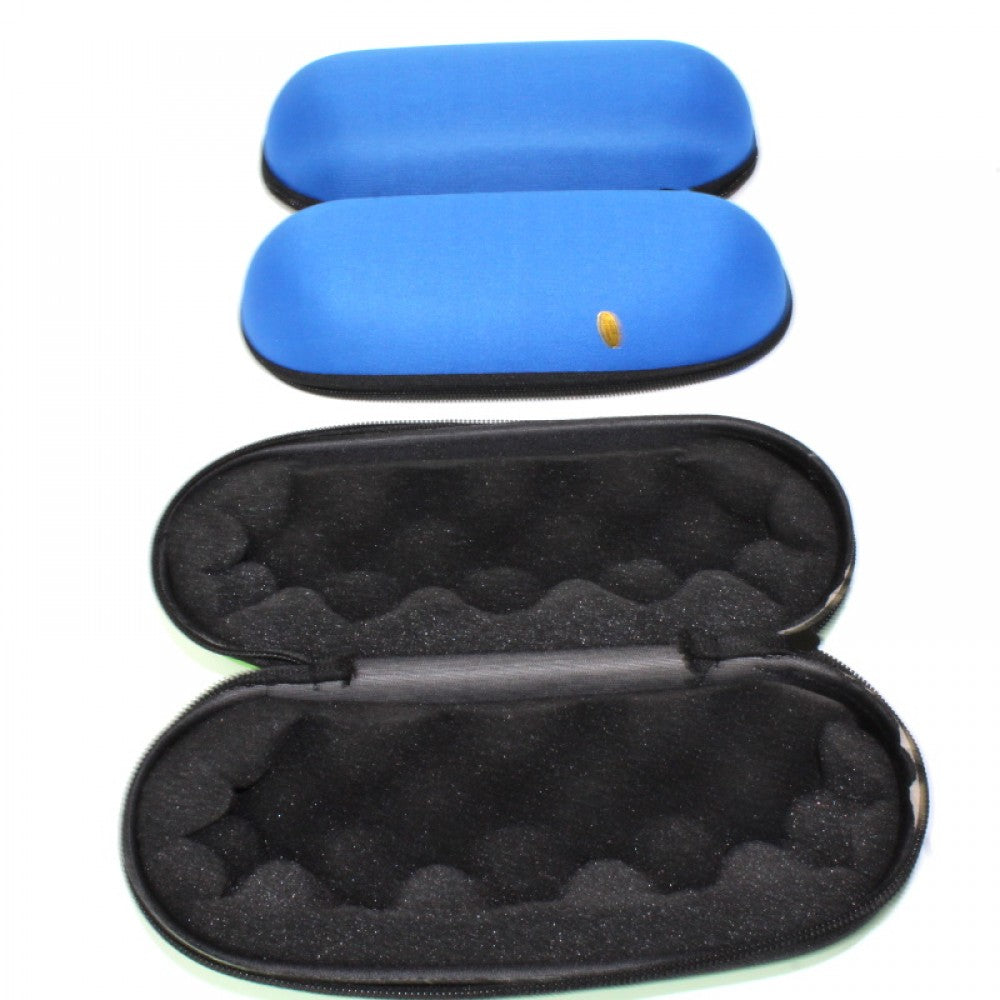 Large capsule hand pipe carrying case with hard shell protection, soft interior lining, and zipper closure for secure travel storage.