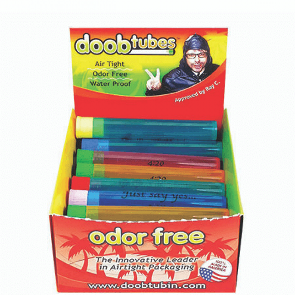 Large doob tubes airtight odor free waterproof design with durable plastic body and 25 pieces bulk box packaging for secure storage use.
