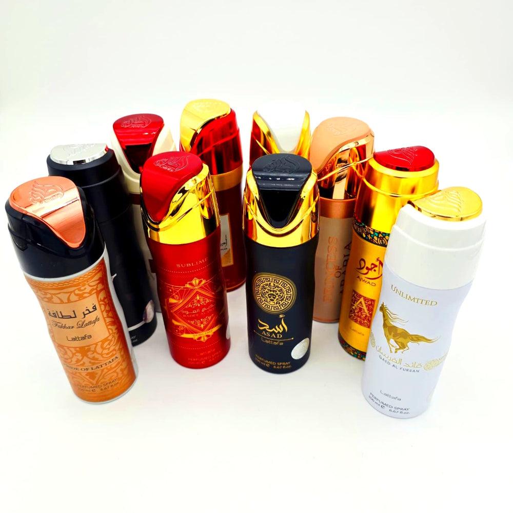 Lattafa Body Spray 200ml 12 Pack Long Lasting Perfume Body Spray Deodorant Fresh Fragrance for Men and Women.