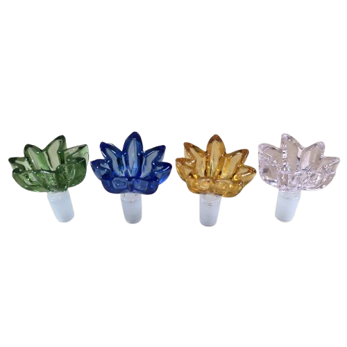 Leaf shape glass bowl 14mm male made from durable glass with smooth airflow and an artistic leaf-inspired design for water pipes.