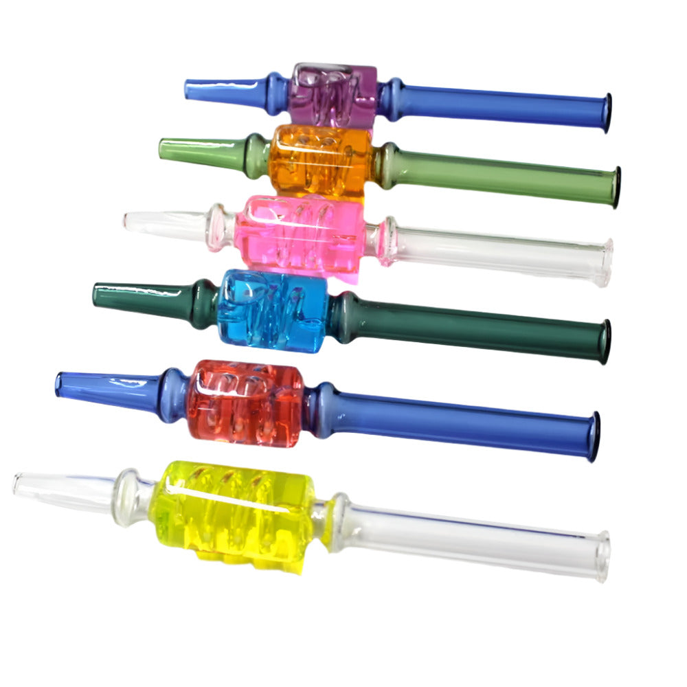 Liquid Filled Coil Design Glass Straw Kit featuring decorative liquid-filled coil and durable glass construction for portable dabbing use.