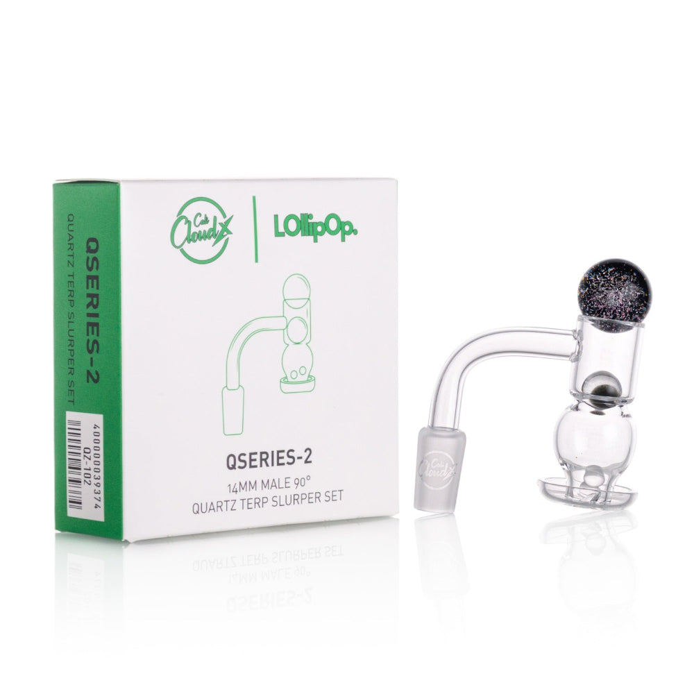 Loli Pop Q Series-2 fully quartz terp slurper banger set 14mm 90 degree, durable quartz design for efficient heat retention and smooth dabbing experience