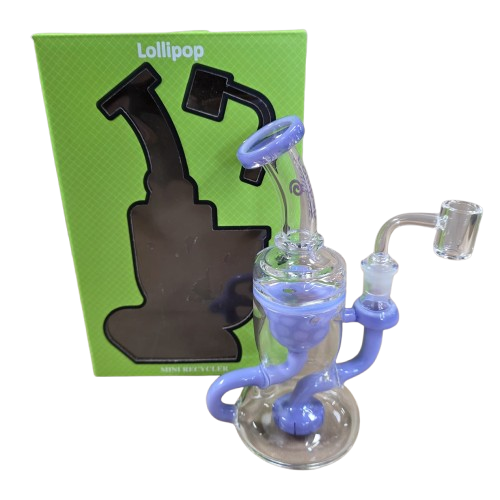 Lollipop Mini Recycler Rig With Banger compact glass recycler dab rig with quartz banger, designed for smooth filtration and clean, flavorful vapor hits.