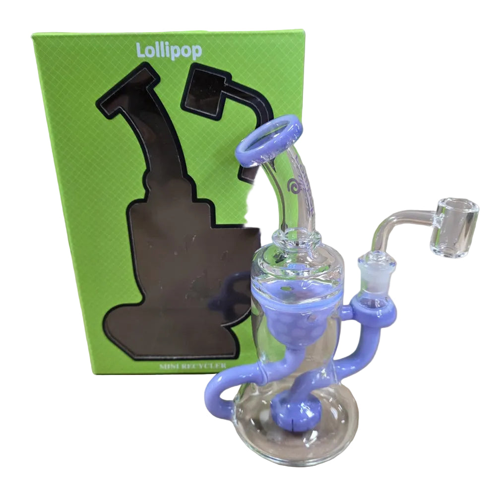 01 Lollipop Mini Recycler Rig With Banger dab rig durable mini recycler glass rig with banger attachment, offering efficient airflow and cool, smooth concentrate sessions.