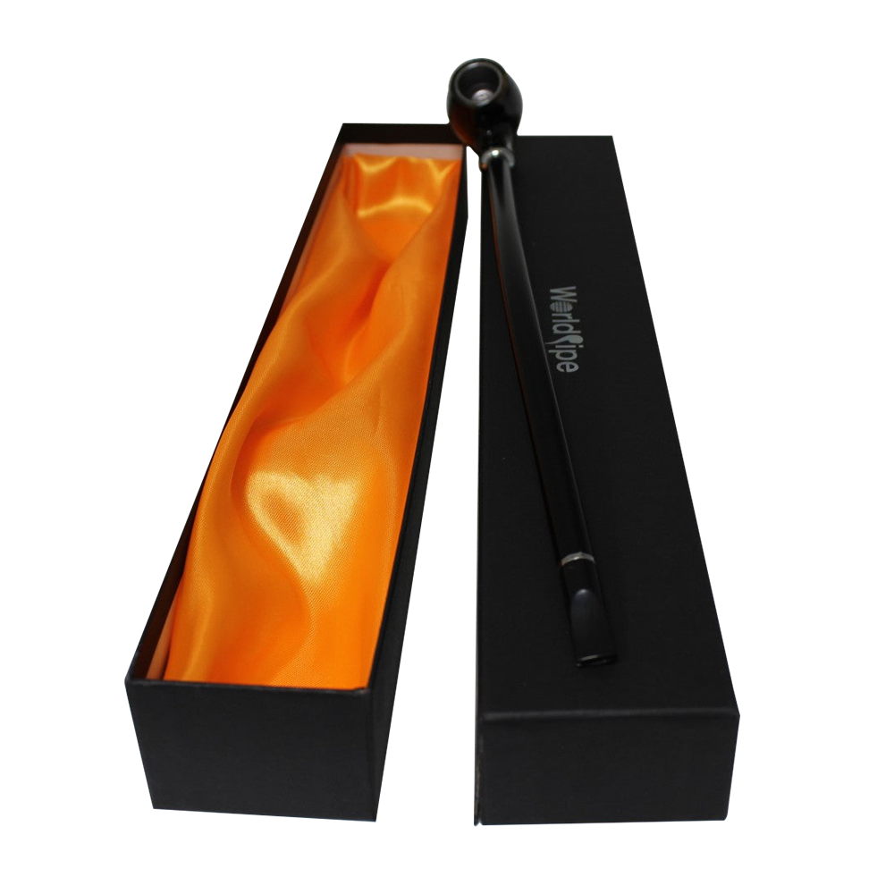 Long Tobacco Wood Pipe With Case featuring natural wood construction, smooth finish, classic design, and protective storage case.