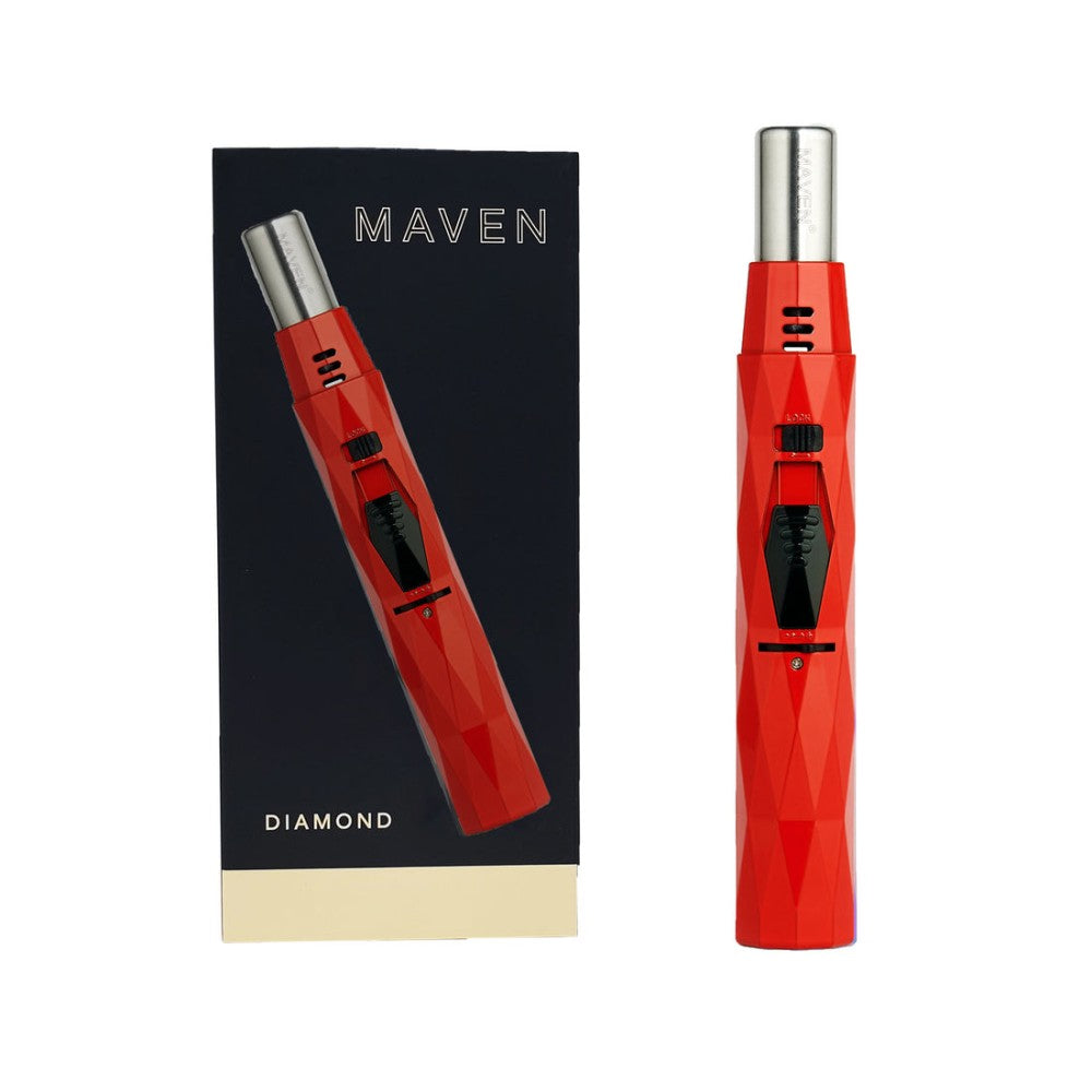 Maven Diamond torch lighter with strong jet flame, windproof performance, and elegant diamond-style design built for durability and consistent ignition.