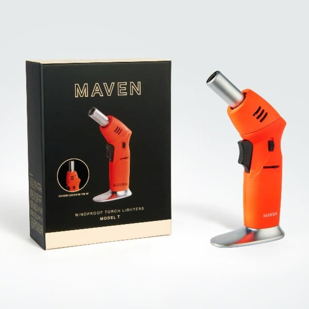 Maven Model T jet flame torch lighter featuring strong wind-resistant performance, ergonomic design, and dependable ignition for precision lighting.
