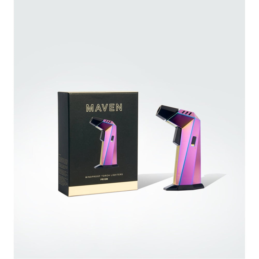 Maven Prism torch lighter featuring a powerful windproof jet flame, durable body construction, and sleek modern design for reliable everyday ignition.