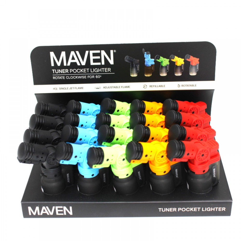 ITEM #98-1172T Maven Turner pocket lighter 20 pieces per box, compact and durable flame lighter designed for everyday use and easy portability.
